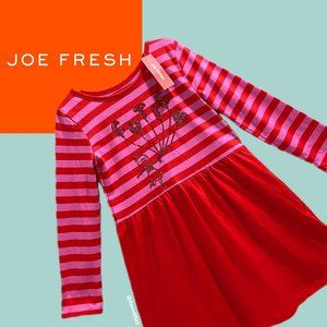 NWT Joe Fresh Girls “Cutie” Red/Pink Stripe Dress